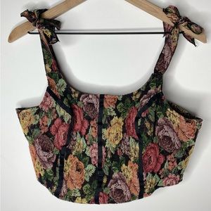 Women’s tapestry style crop corset tank top size L